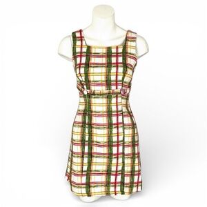 VTG R-Wear Rampage Candy Plaid Square Neck Sleeveless Mini Dress Fits 0-2/XXS